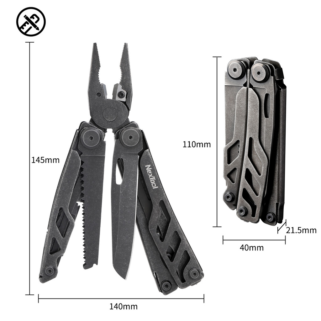 " Nextool Black/Silver Replaceable Parts Hand Multi Tools Survival "