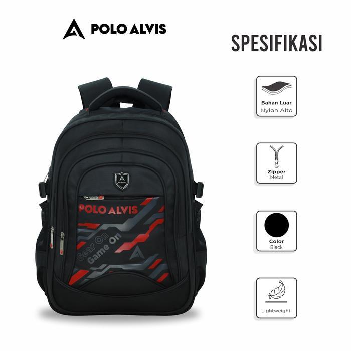 Polo Alvis - Kids Tracker Tas Ransel Anak Sekolah Sd Smp Cowok Laki-Laki Tas Nilon Kuat Bonus Rain