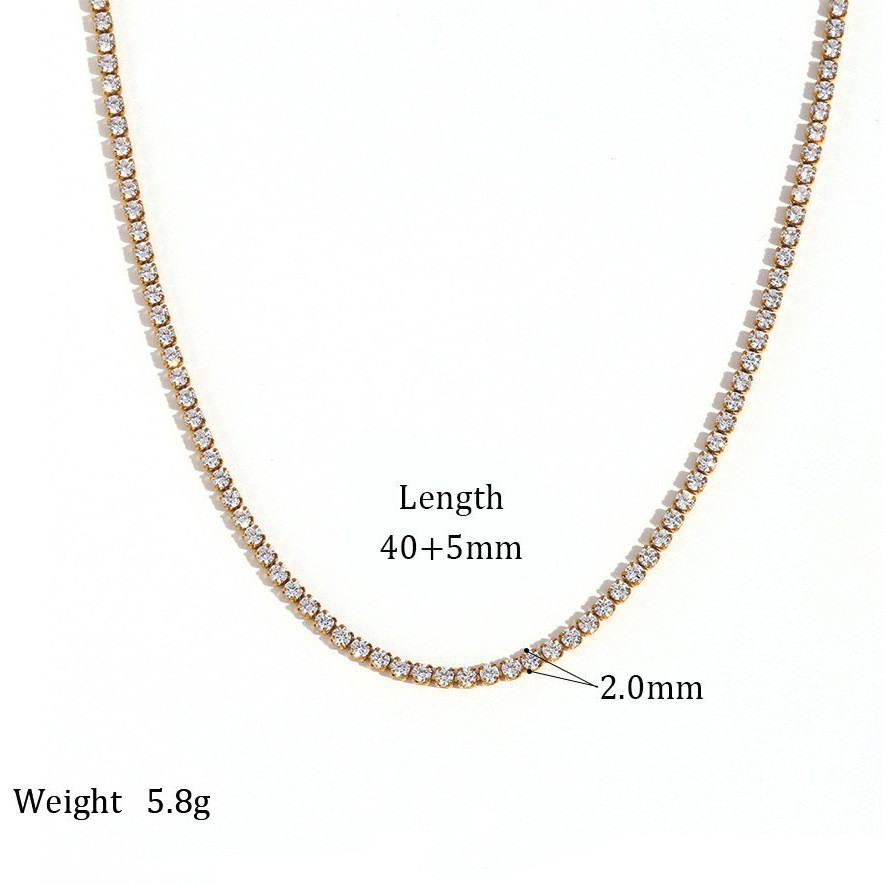 Tennis Bracelet Necklace Women 14K Gold/Silver Plated Rhinestone Choker Necklace Dainty Cubic