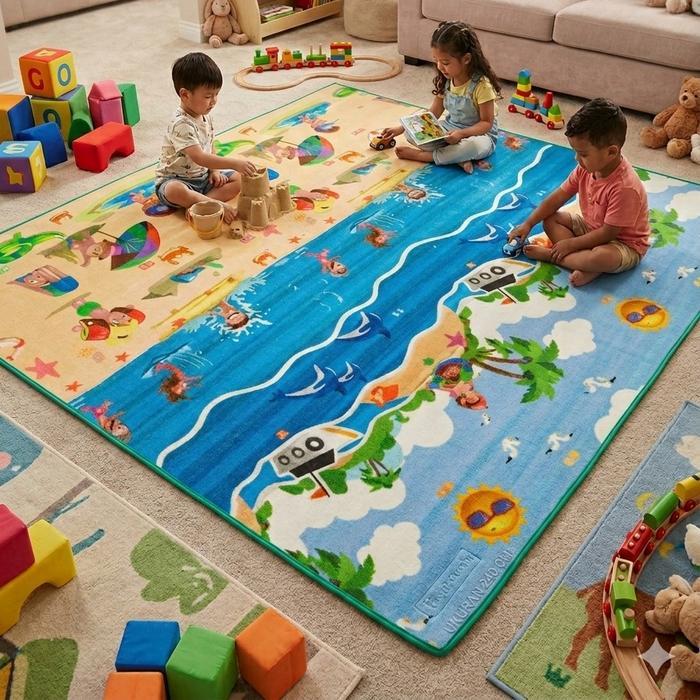 karpet busa 240x180cm / tikar busa / KARPET yakimura FOAM MOTIF BOLAK-BALIK Tebal 6mm Bahan Foam PE
