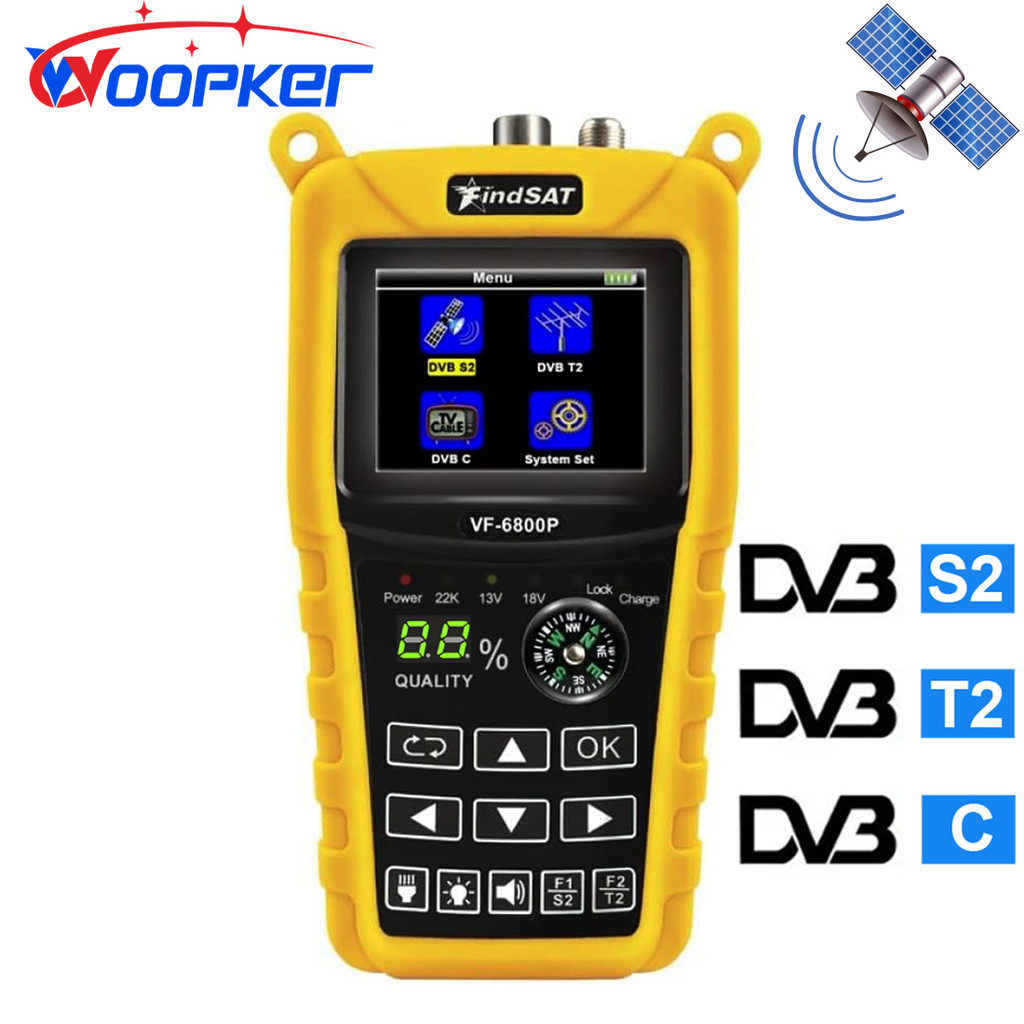 Woopker Satellite Finder VF 6800P Support DVB-T2/DVB S2/DVB C Sat Finder Meter TV Receiver DVB T2