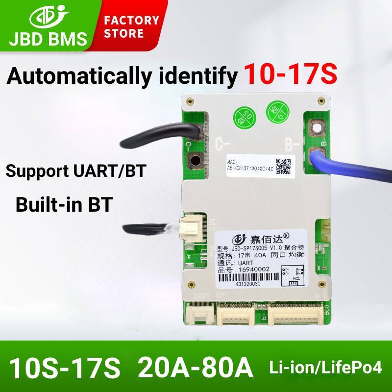 JBD 10S 12S 13S 14S 16S 17S Smart BMS 20A 40A 50A 60A 80A For LifePo4 36V 48V Lithium Battery Bms