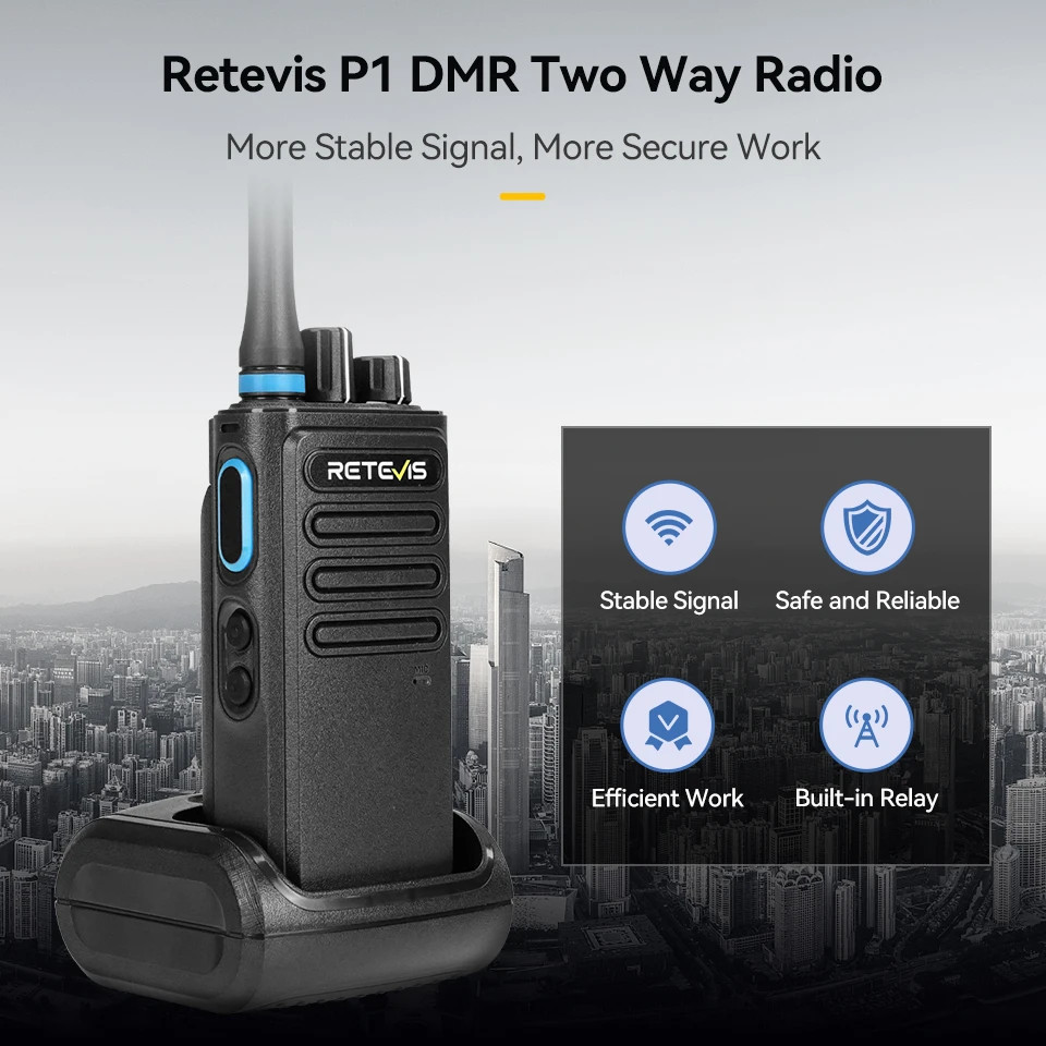 Retevis P1 DMR Digital Walkie Talkie Long Range Communication Radio Professional Walkie-Talkie UHF D