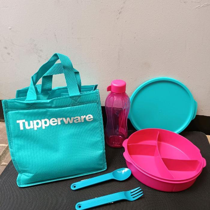 FIT TO GO SET TOSCA PINK (TAS,BOTOL,CUTLERY,BOWL) - TUPPERWARE - KOTAK BEKAL
