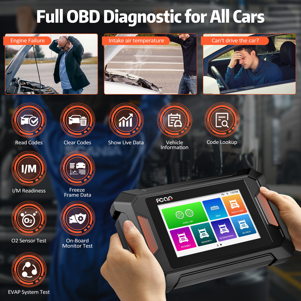 . Fcar F801 Diesel Heavy Duty Truck Diagnostic Scanner Professional All System Oil Reset Hd Obd -