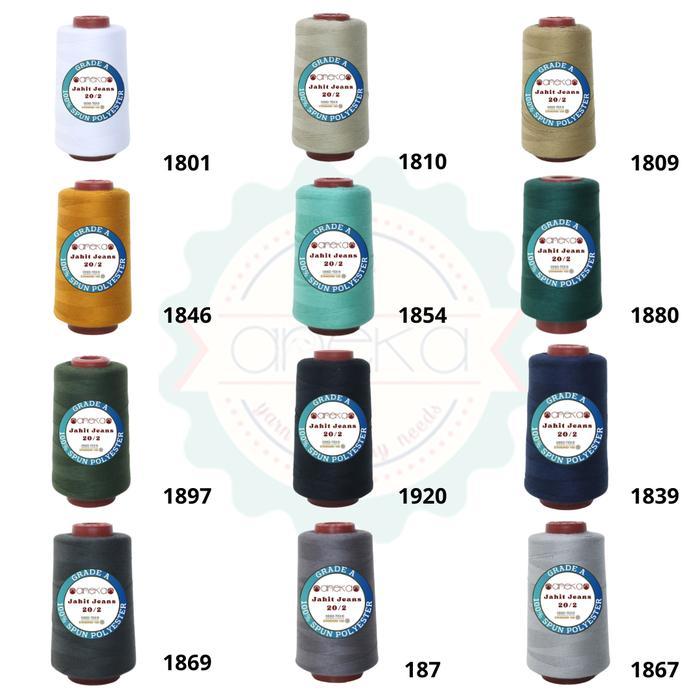 KATALOG - Benang Jahit Jeans 20/2 Spun Polyester 3000 Yard / Bahan Jaket Kulit /Katun/ Celana