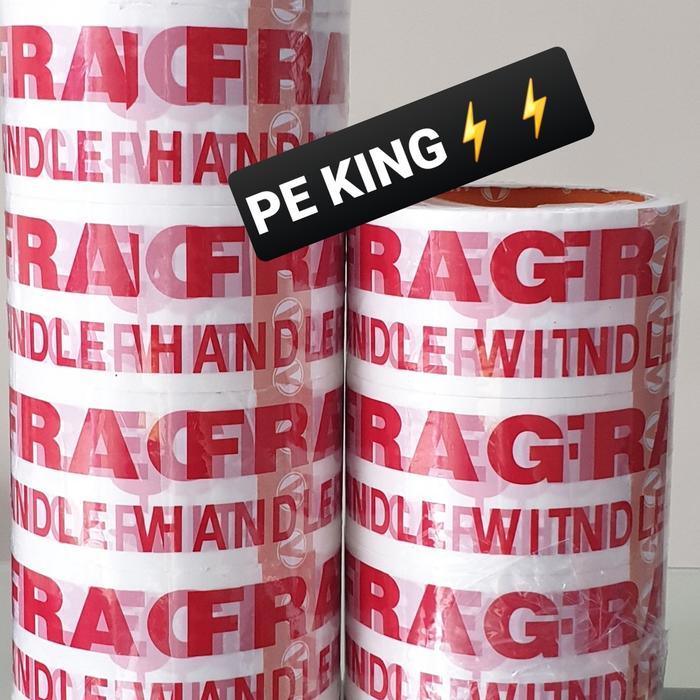 Isolasi Lakban Fragile Putih JANGAN DIBANTING 50yd KirimKilat Surabaya