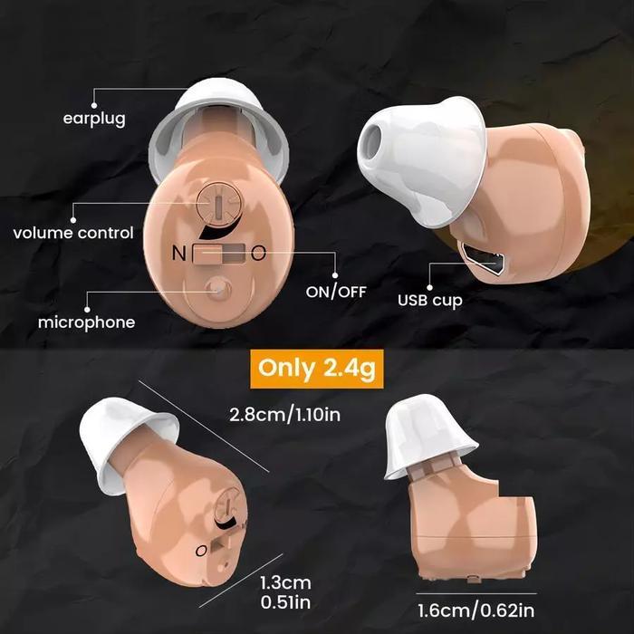 USB Cas Super Mini Alat Bantu Dengar Pendengaran CIC Hearing Aid Ear Less Noise & Whistle