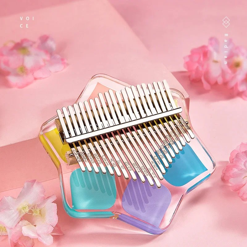 Professional Kalimba 17 21 Keys Sakura Kalimba 21-Tone Thumb Piano Crystal Acrylic Kalimba Finger