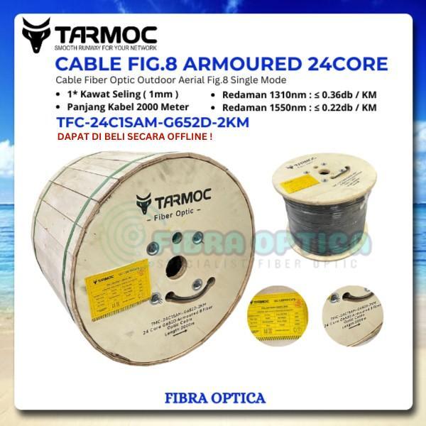 Tarmoc Fiber Optic Cable Fig 8 Armoured 24 Core 2000M Kabel Fiber Optik Fig8 Armored Indoor Outdoor