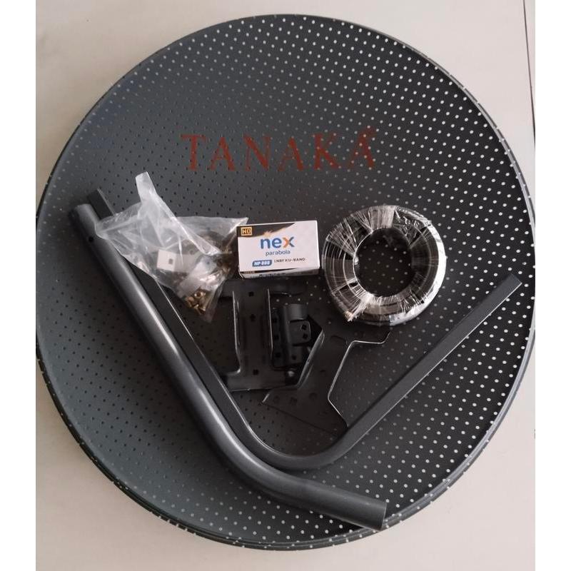 Terlaris Dish Parabola Solid Offset Diameter 65Cm Mesh ( Bolong-Bolong ) Tanaka T65 & Lnb & Kabel