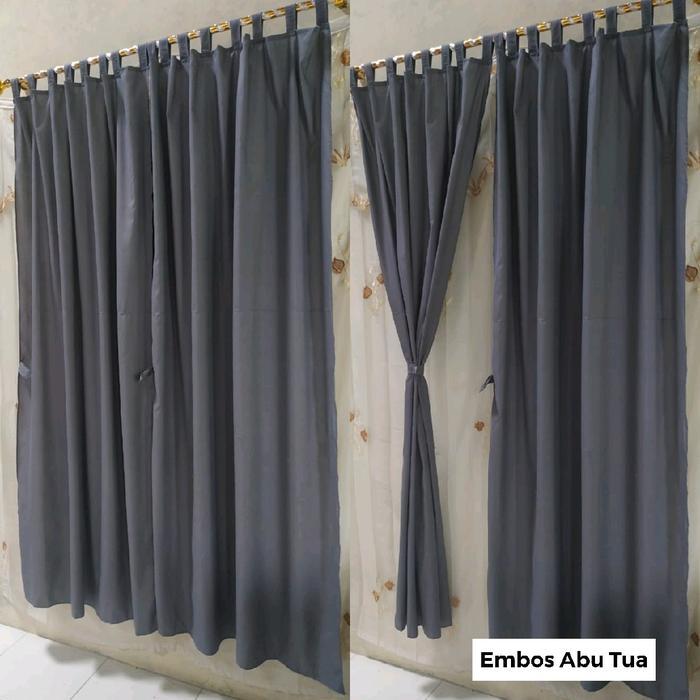 NEW Gorden Jendela Pintu Embos Tali Perekat Minimalis Kain Katun Kedap suara Diskon