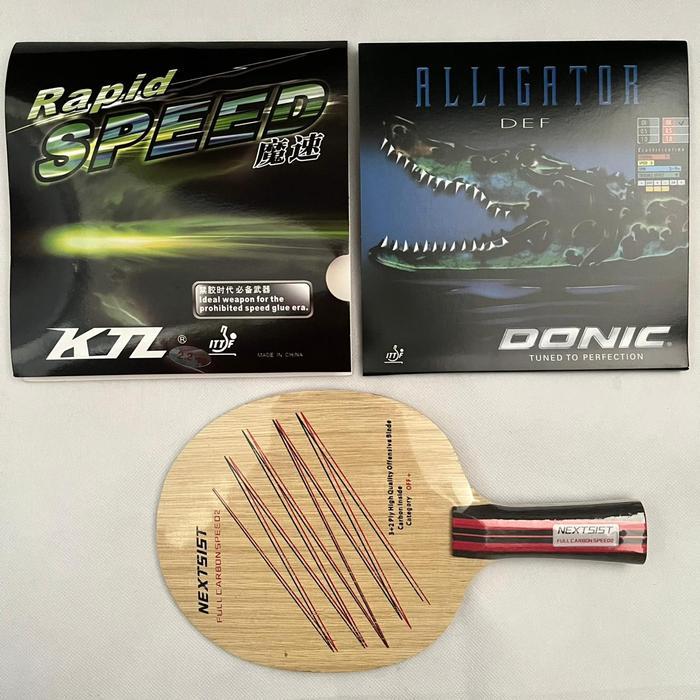 Bat Pingpong carbon Nextsist dgn karet serang dan bintik semi bertahan Set