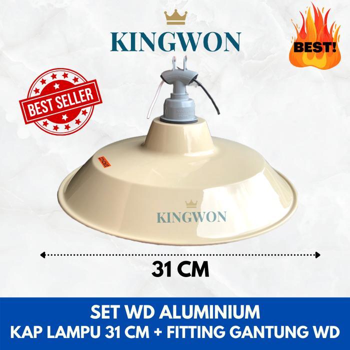 "New" Kap Lampu Plastik Jalan SATU SET KAP WD 31 cm + FITTING GANTUNG KERAMIK ALUMINIUM TUDUNG LAMPU