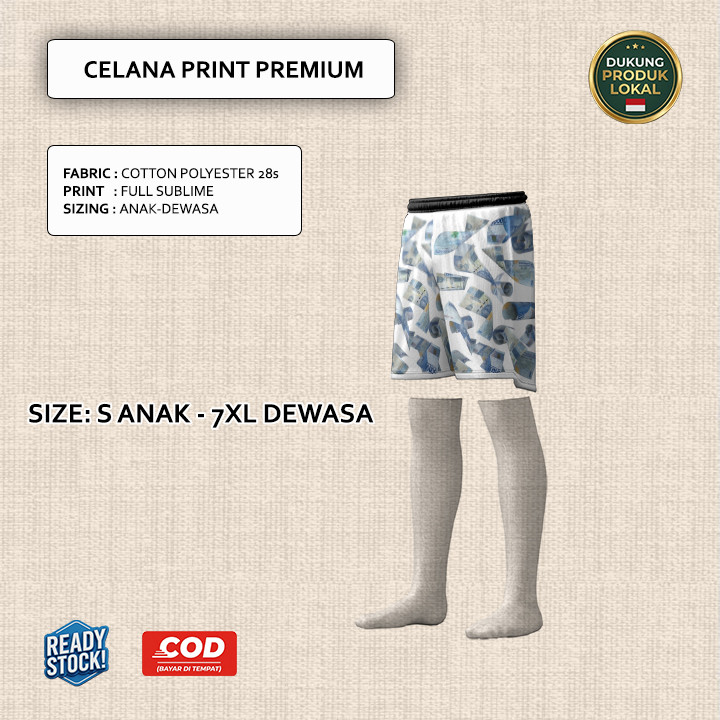 Celana Uang Rupiah 50k 50rb Lima Puluh Ribu Gocap Bahan Fleece Tebal Full Printing Keren | Bawahan 3