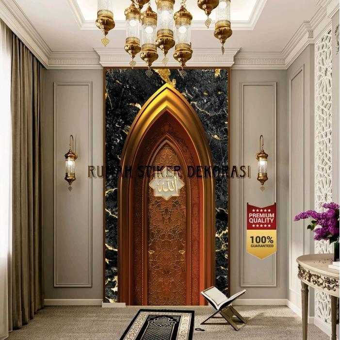 Stiker Mihrab Estetik Motif Maroko, Stiker Mihrab 3D, Stiker Dinding Mihrab Masjid, Stiker Dinding