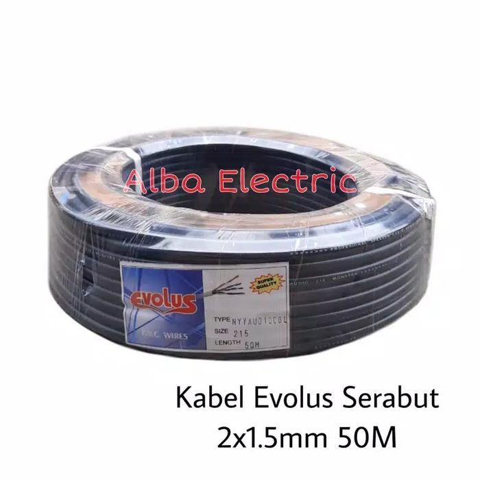 Kabel Listrik Serabut 2X1.5 Mm Nyyhyo Evolus Kabel Serabut Hitam 2X1,5