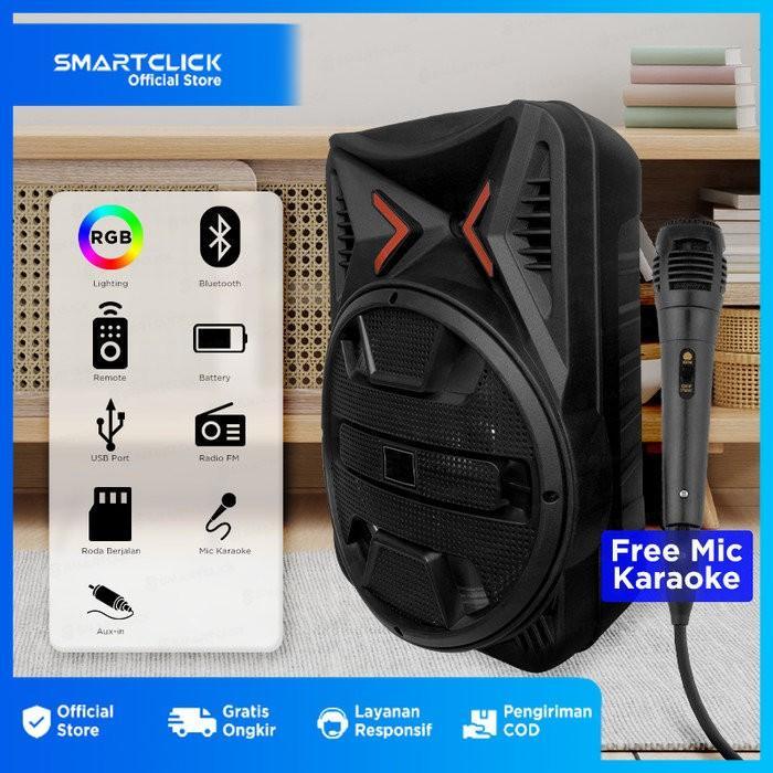 Speaker Bluetooth Karaoke 12 Inchi Free Mic Suara FullBass Garansi