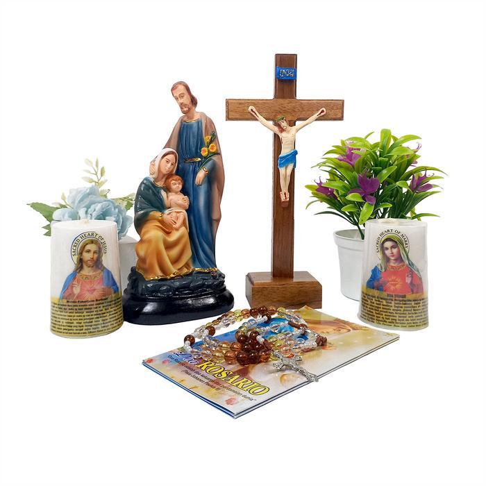 Jual Paket Doa Keluarga Kudus/Patung Keluarga Kudus Salib Lilin/Paket Nikah