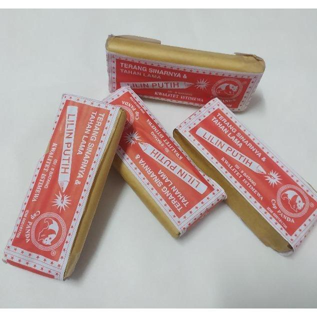 Lilin Putih Kecil Cap Panda - Isi 8 Batang (Ukuran 13cm)