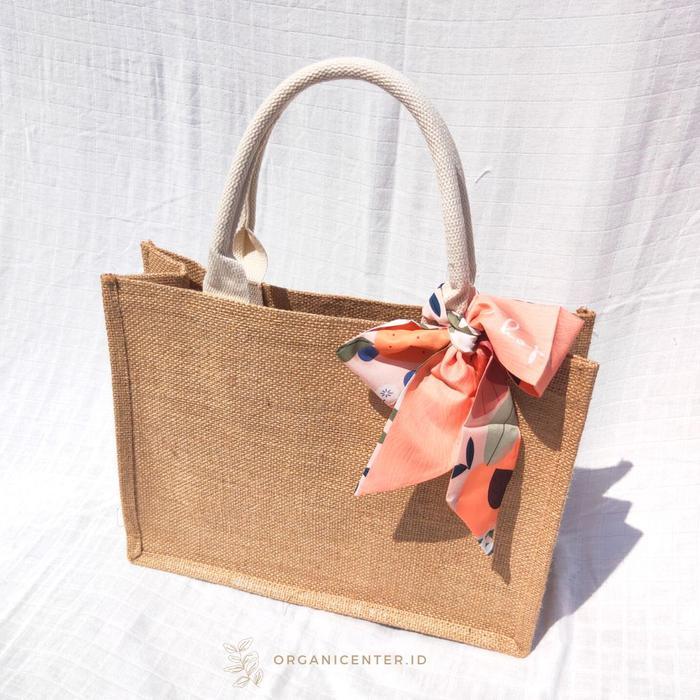 Jute Bag Tas Laminasi Goni Tote Bag Tas Hampers Waterproof Laminated Burlap Bag Hampers Souvenir