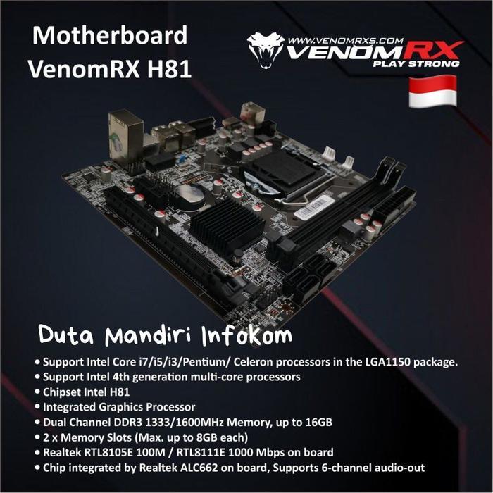 VenomRX Intel H81 - [LGA1150, Intel H81, DDR3, HDMi+VGA Port]