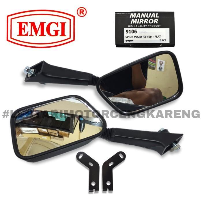 KACA SPION VESPA PX-150 PX150 + PLAT KACA CEMBUNG ORI EMGI SEPASANG