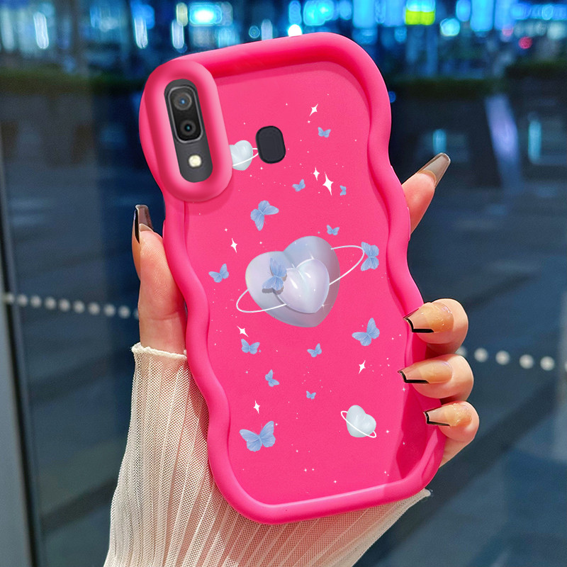 Casing Hp Untuk Samsung A20 A30 M10s Case Hati Persik Cesing Polos Kasing Macaron gelombang Kesing S