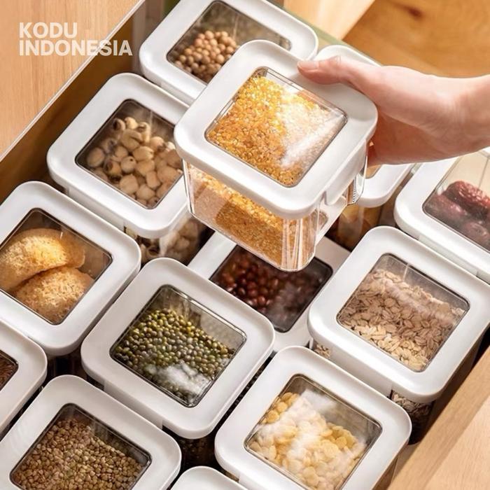 KODU Kotak Makanan Kedap Udara Lock Clip Toples Penyimpanan Minimalis Putih Kontainer Plastik