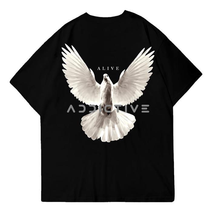 ADDICTIVE PREMIUM OVERSIZE T-SHIRT - ALIVE, KAOS ATASAN PAKAIAN PRIA & WANITA COTTON COMBED BAJU