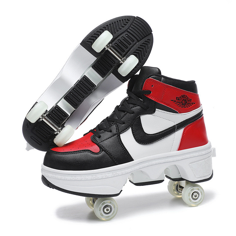 Deformation Roller Skates Shoes For Nike Double Row 4-Wheel Skates Roller Shoes Dual-Purpose Roller