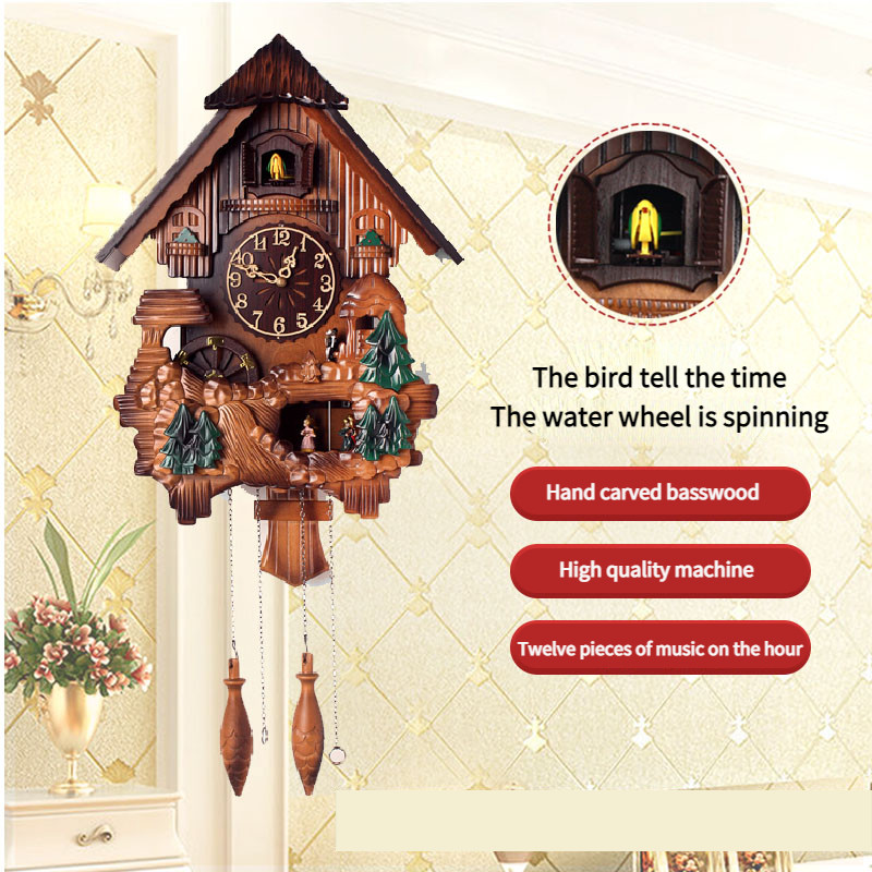 . Cuckoo Music Wall Clock Creative Silent Quartz Clock Living Room -