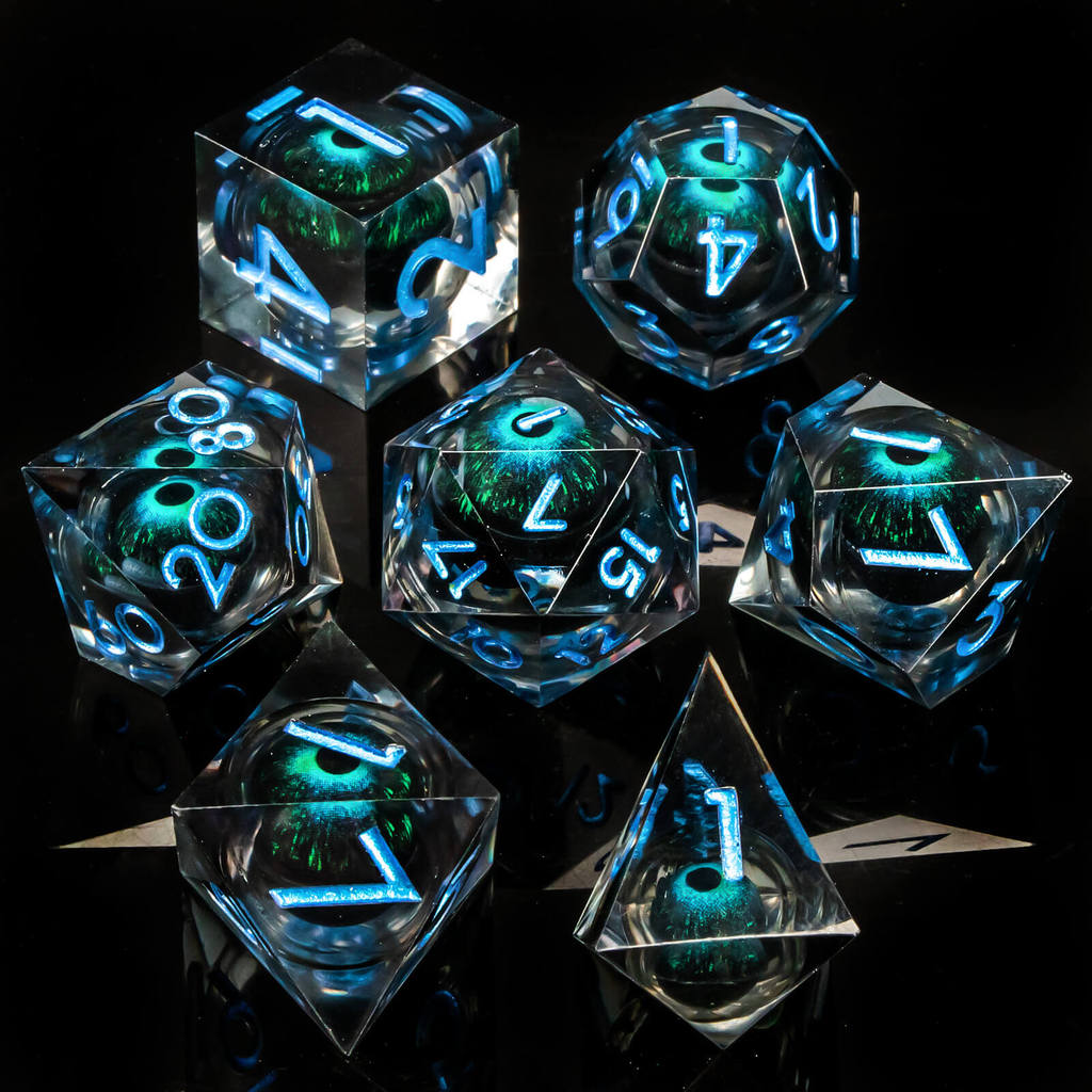 Dragon Eye Dice Set Full Liquid Core D And D Sharp Edge for Dungeon And Dragon D&D Dice Pathfinder