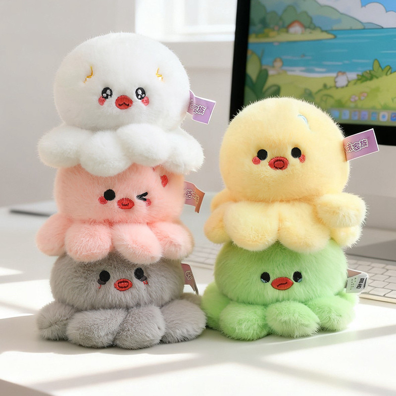 9cm Cute Octopus Plush Toys Pendant Octopus Stuffed Doll Keychain Car Key Holder Kawaii Decor Toys