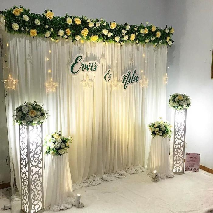 BACKDROP KAIN SATIN LEMBUT BACKDROP DEKORASI LAMARAN DEKORASI PERNIKAHAN Abu Blue Cream Pink Putih