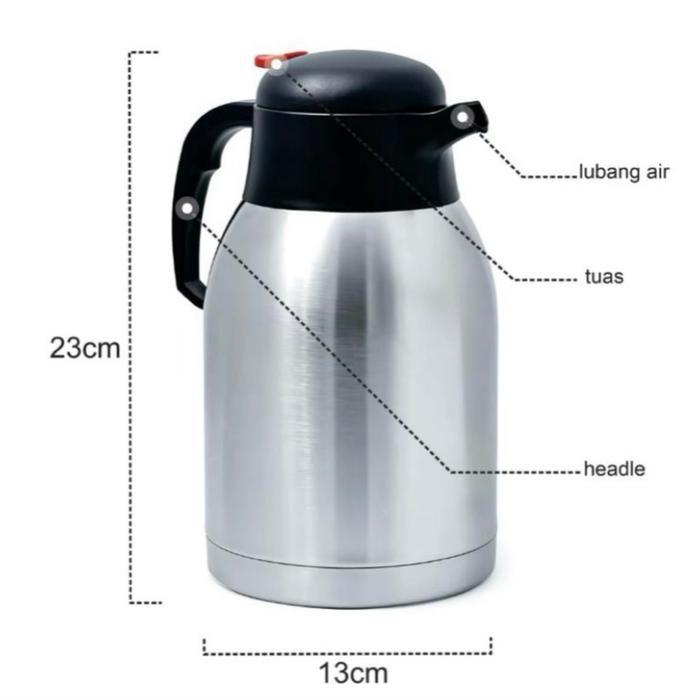 Premium Termos Teko Tea Teh Kopi 1.5 Liter Vacuum Flask Bottle Stainless Steel Premium Tahan Panas &