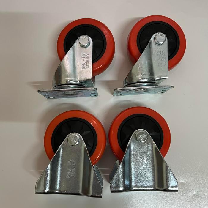 Terlaris - Roda Troli Pu RHJ TW Caster Germany 4 inch 2 Putar, 2 Mati