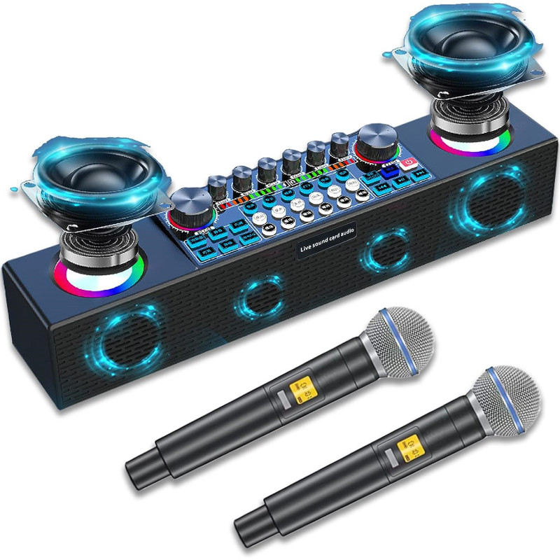 LED Light Subwoofer Speakers Home Family KTV Portable Outdoor Party Karaoke Speakers With Sound Card