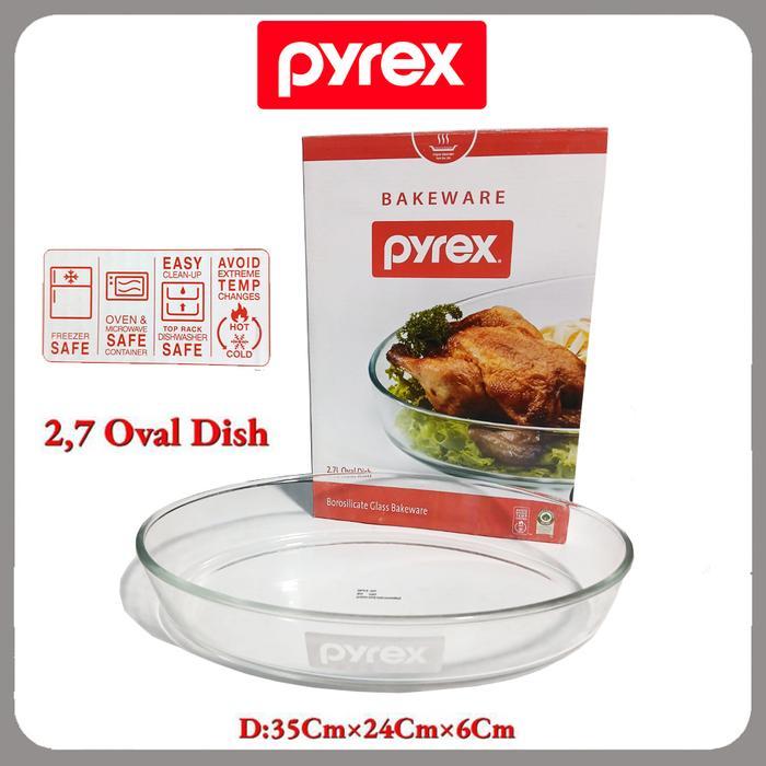 Pyrex Kaca Tahan Panas Baking Loyang Oval Dish 2.7 liter Glass