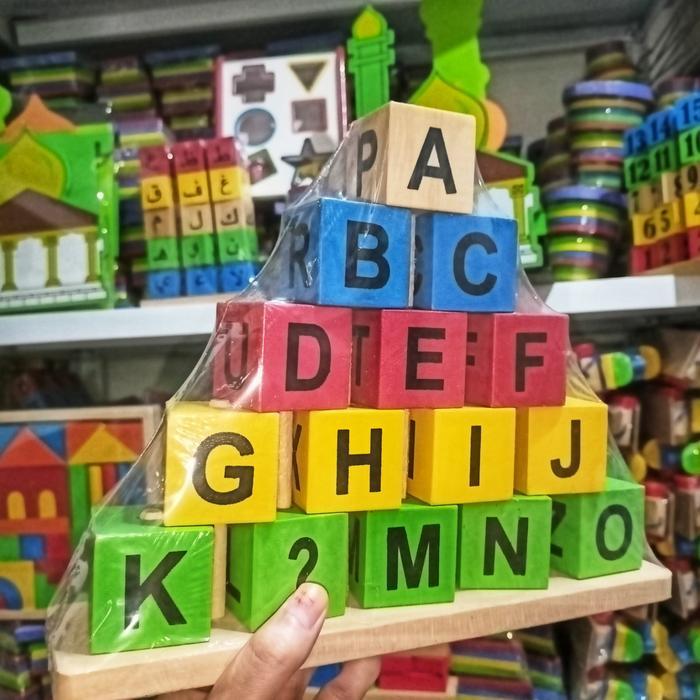 ` Piramida Jumbo Huruf Kecil Huruf Besar Mengenal Abjad Alfabet dan Warna Mainan Edukasi Anak