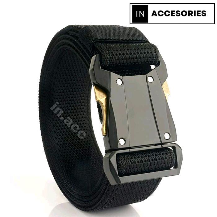 Sabuk Pria Elastikitas Weaving Masukkan Pinggang Taktis Nylon Gesper Pria Eiger Aksesoris Hitam