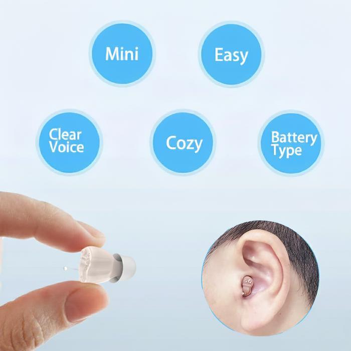 Super Mini CIC Hearing aid Alat Bantu Dengar Telinga Amplifier + 5 Level Volume