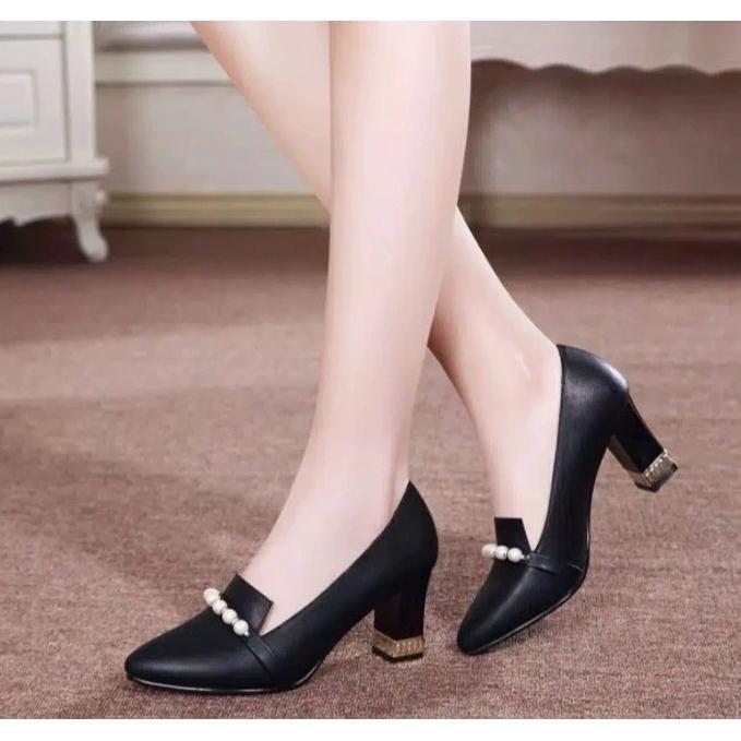 Donatello - Sepatu Wanita Kerja Kantor Pesta Kondangan Formal Hitam Tm13 High Heels Hak Tinggi 5 Cm