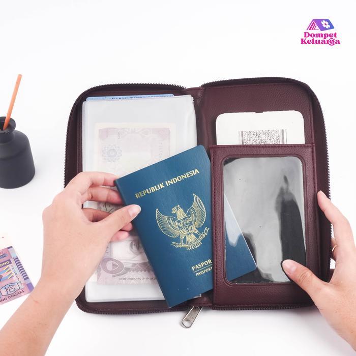Dompet Keluarga - Dompet Paspor Tempat Paspor Tiket Umroh Multifungsi