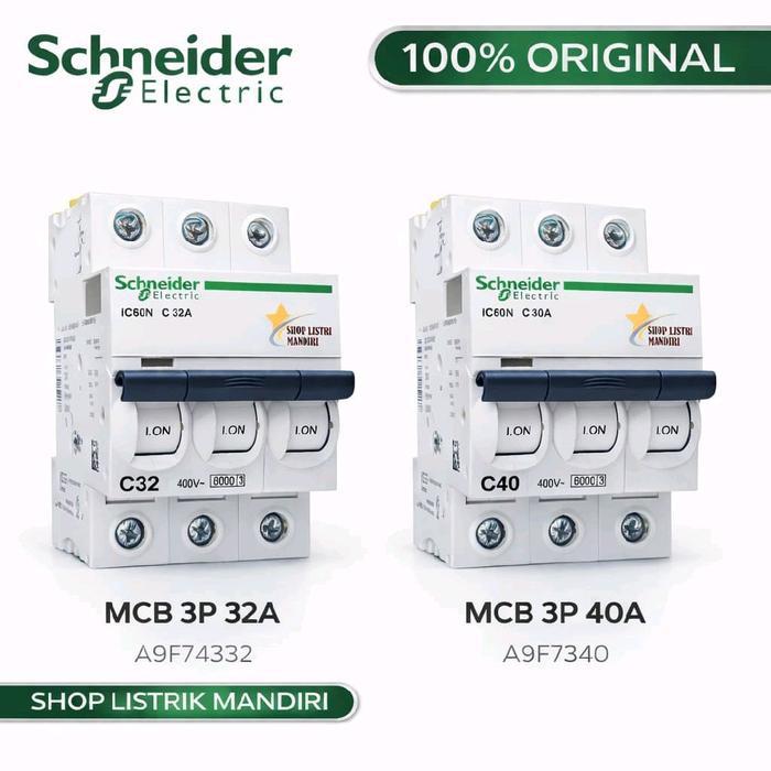 Schneider Mcb 3P 32A 40A Ic60N Acti9 Original Mcb 32Amper Mcb 40Ampere Schneider Harga Spesial
