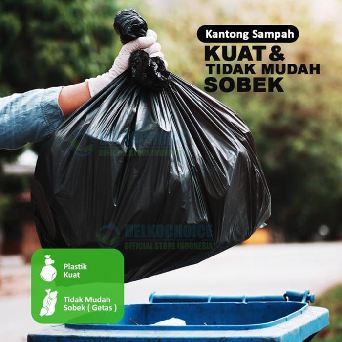 Kantong Plastik Sampah Trash Bag Roll Biru Jumbo Delkochoice 45X60Cm