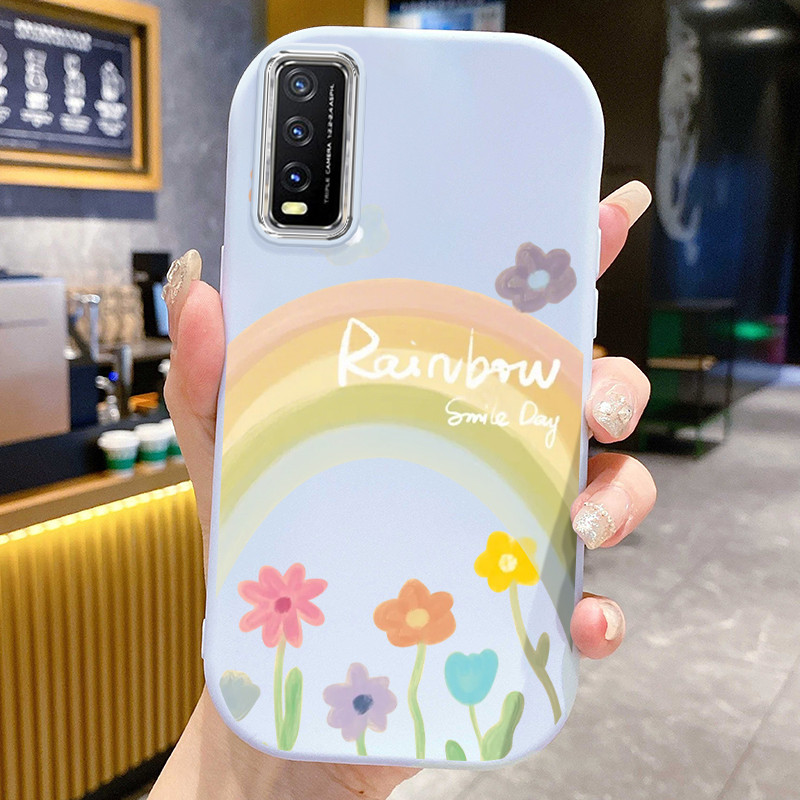 Casing Hp Untuk VIVO Y20 Y20i Y20s Y20T Y12s Y12a Case Casing Bunga Pelangi pola Kerang gemuk ponsel