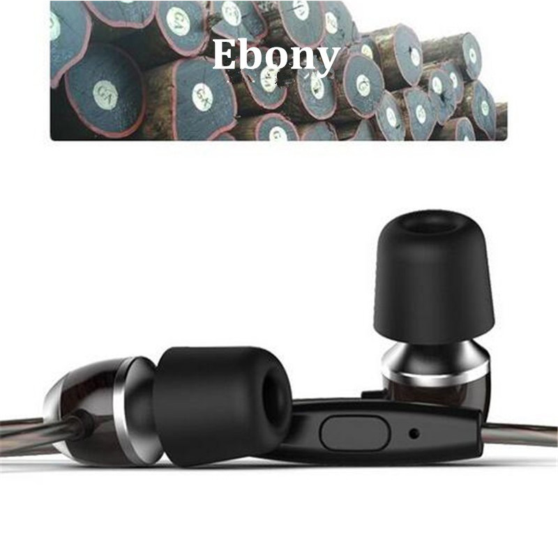 Original VJJB K4 K4S Wooden Bass In Ear Ebony Earphone Bass DIY Magic Sound Upgrade With Mic without