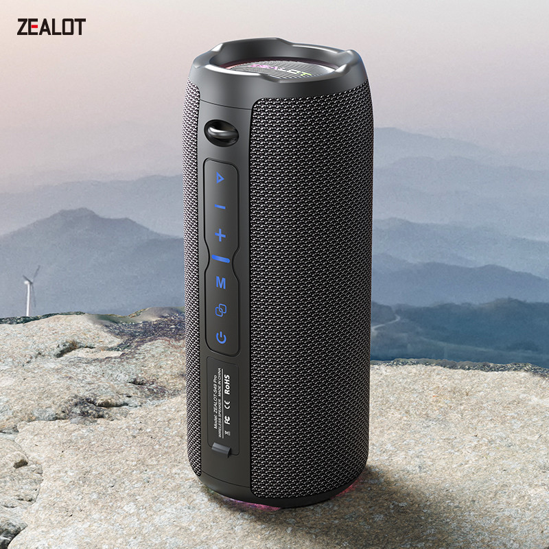 ZEALOT-S49PRO Portable Bluetooth Speaker 20W IPX6 Waterproof,Micro SD Card,AUX-in Plug,10H