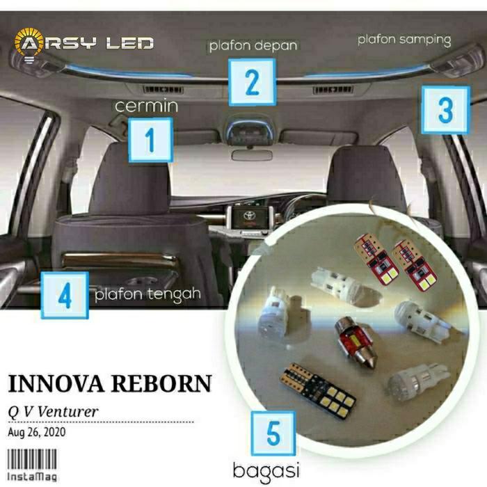 ARSY LED Lampu Plafon Kabin LED Mobil Innova Reborn Paket isi 8 Super Bright